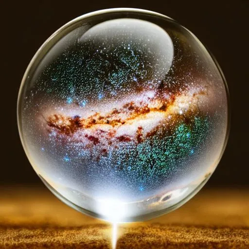 Prompt: The Milky Way galaxy encased inside a delicately filigreed clear spherical orb