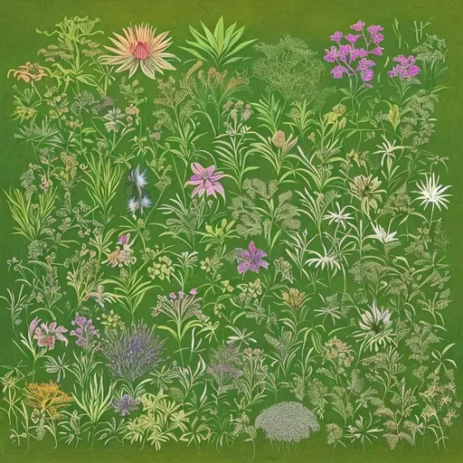Prompt: African Botanical Wonders: Generate intricate and otherworldly botanical illustrations inspired by African plant life, showcasing the richness of the continent's flora in a surreal and captivating manner.