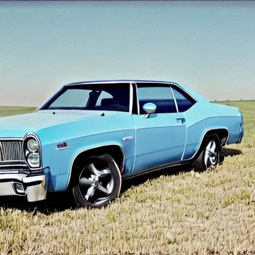 Prompt: A photograph of a beater beater beater beater beater beater beater beater beater beater beater beater beater broken down broken down broken down broken down broken down broken down broken down broken down 1976 Powder Blue Dodge Aspen in a farm field, photograph taken in 1989