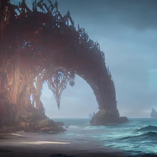 Prompt: Tory Gate in the Ocean, beautiful, cinematic