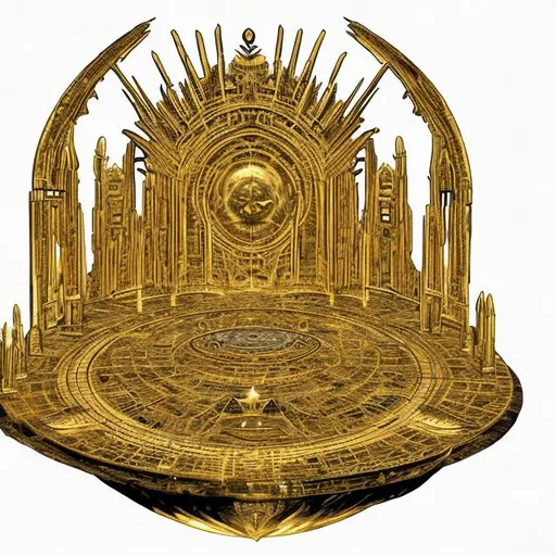 Prompt: easy to draw empty golden throne with the  entire earth under it