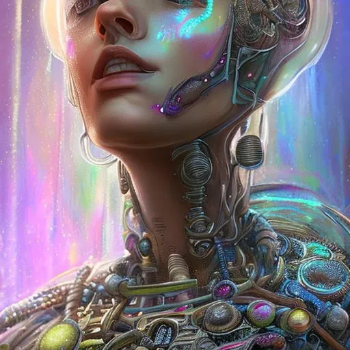 Prompt: Lofi biopunk portrait beautiful woman with short brown curly hair, roman face, unicorn, rainbow, floral, Pixar style, Cinematic, Studio lightning, beautiul, cute, pretty eyes, hyper resolution, hyper detailed, smooth, details, 8K, dramtic, focus, full shot, fantasy, Tristan Eaton, Stanley Artgerm, Tom Bagshaw