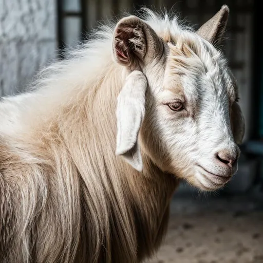 Prompt: portrait of a goat, symetric face