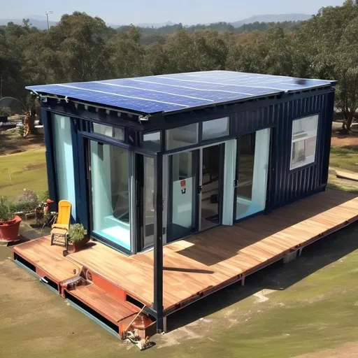 Prompt: solar on container home
