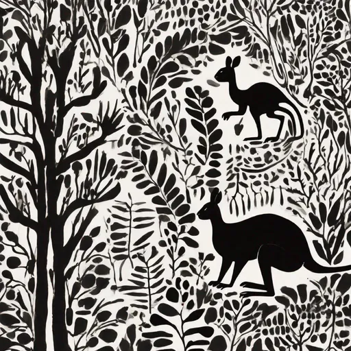 Prompt: Kangaroo cave painting by marimekko