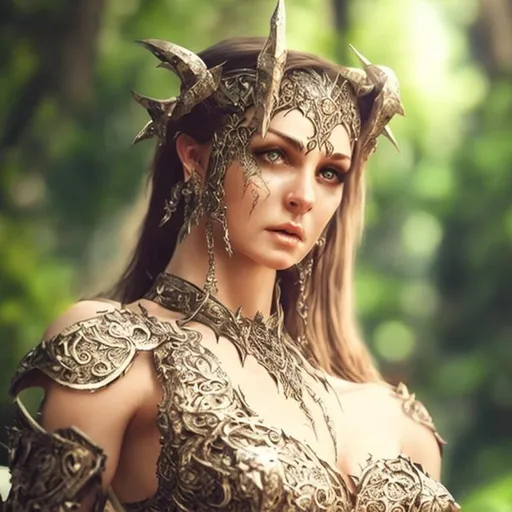 Prompt: character design, beautiful demon female, bone armor, intricate details, cinematic lighting, photo realistic, extremely realistic