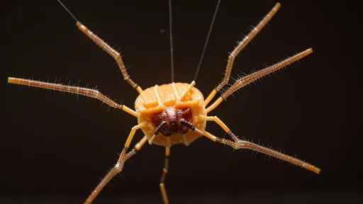 Prompt: A terrifying cheesy meat spider ensnaring a candy moth in a web of string cheese