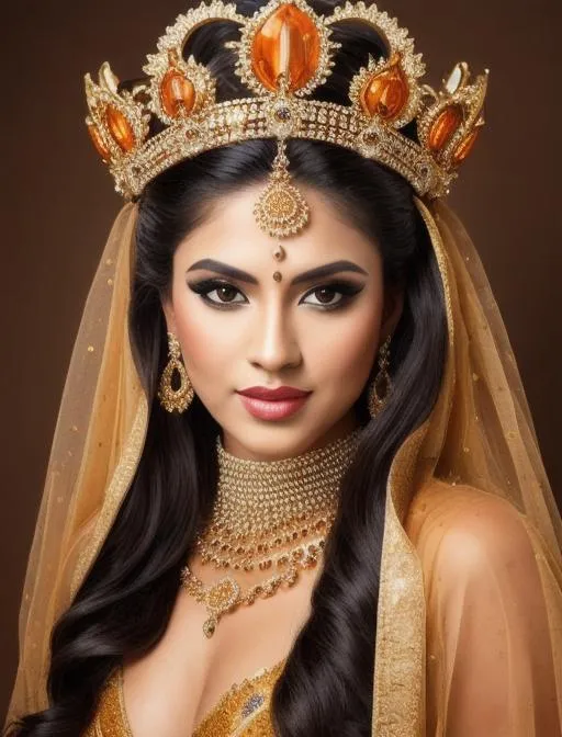 Prompt: full length portrait of a gorgeous woman wearing a crown, tigress spirit, detailed face, 4k, vivid, centered, highly detailed, 