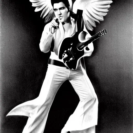 Prompt: Elvis with angel wings