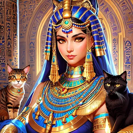 Prompt: portrait of the beautiful egyptian goddess, bastet, bast, woman / cat hybrid, soft torchlight in an egyptian tomb, digital art by ruan jia and mandy jurgens and artgerm and william - adolphe bouguereau, highly detailed, trending on artstation, award winning, masterpiece

