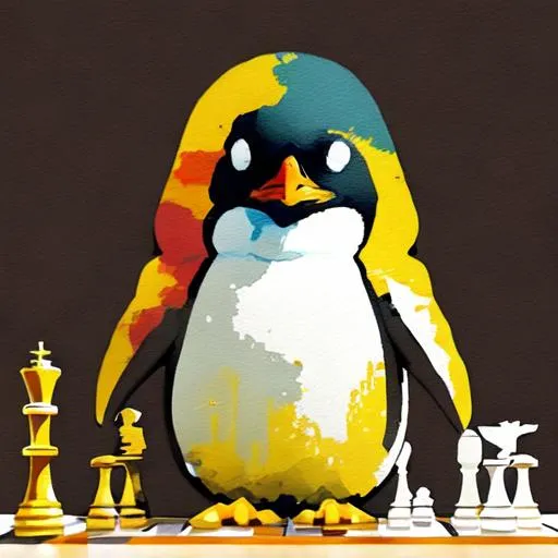 Prompt: penguin playing chess