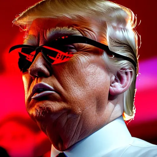 Prompt: Donald trump with sunglass during the night