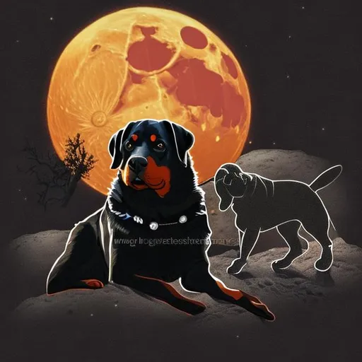 Prompt: dog on a moon (rottweiler)


