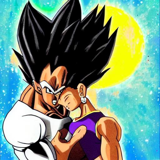 masterpiece, a dark-skinned girl kissing Vegeta | OpenArt