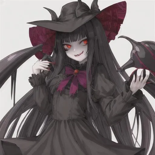 Prompt: Vampire Girl, Long Black_Hair, Anti-Wobble, Large Weapon, Cheery and Bubbly, ready to drink your blood for you