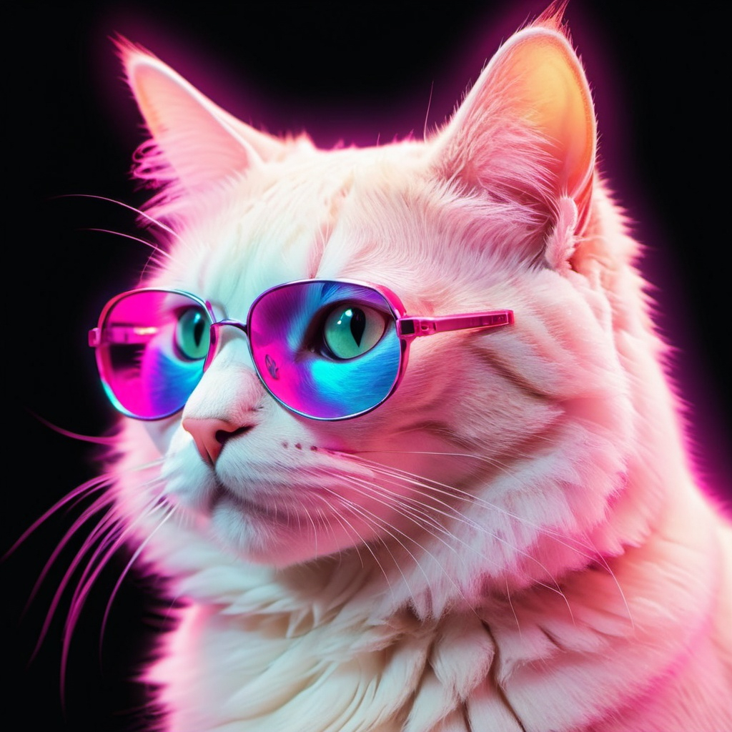 Retrowave cat profile photo light colored cat