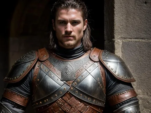 Prompt: Create a photograph of a Celtic warrior, leather armor,  extremely detailed environment, detailed background, intricate, detailed skin, natural colors , professionally color graded, photo realism, 8k, moody lighting