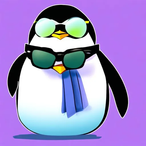 Prompt: Make me an anime style penguin with cool sunglasses on 