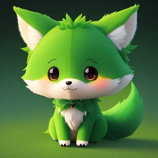 Prompt: a cute, green fox plushie made in unreal engine, intricate detail, splash screen, complementary colors, art, 8k, heavy strokes, splash arts, full height, chibi art, chibi plushie, easy on the eyes, high resolution, high definition, fluffy body, chibi, cute paws, fluffy ears, detailed eyes, long eyelashes