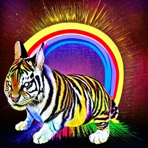 Prompt: magic rainbow tiger rabbit