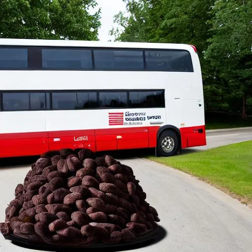 Prompt: a tour bus with poop