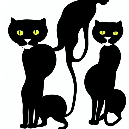 Prompt: two black big cats by tim burton