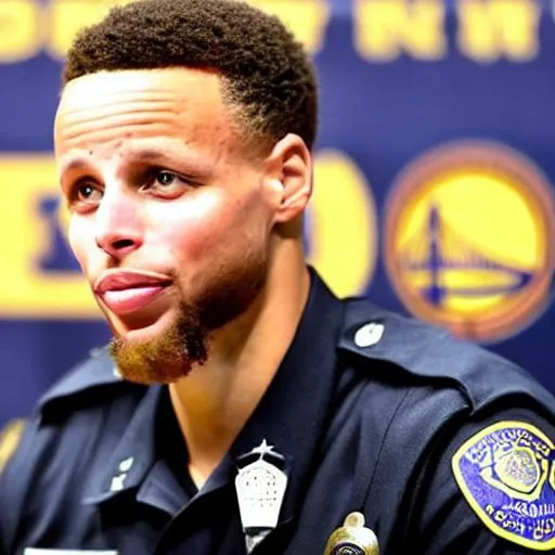 Prompt: Steph Curry as a police officer 