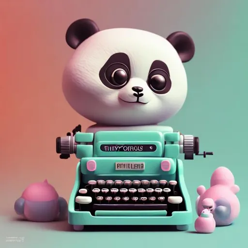 Prompt: Tiny cute 
panda using a 
typewriter toy, 
standing character, 
soft smooth lighting, 
soft pastel colors, 
skottie young, 3d 
blender render, 
polycount, modular 
constructivism, pop 
surrealism, physically 
based rendering, 
square image