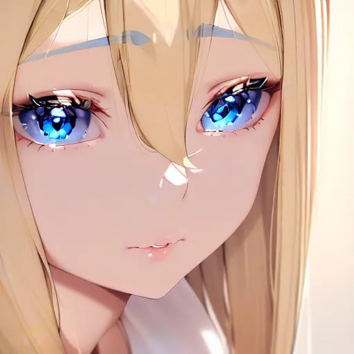 Prompt: Petite girl, closeup on face, blonde hair, light blue eyes, slightly smiling, closed mouth, detailed lips, beautiful eyes that shines like a jewel, thin plastic like fiber that cover skin