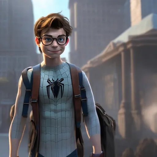 Prompt: Peter Parker at school 