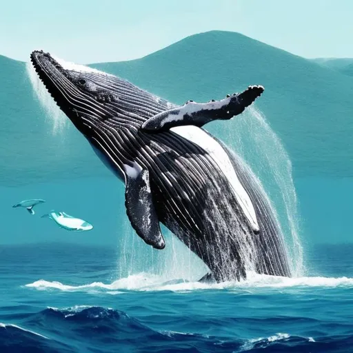 Prompt: whale in ocean with beautiful landscape