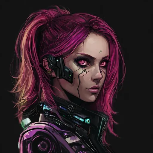 Prompt: Beautiful woman cartoon portrait cyberpunk