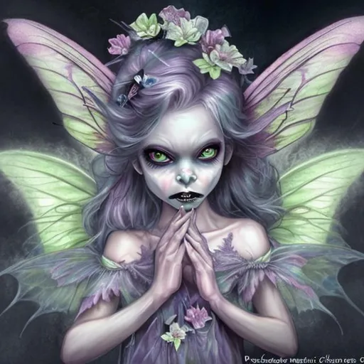 Prompt: A scary looking fairy