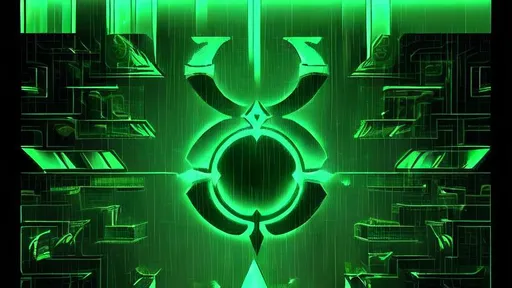 Prompt: can you Create an image that uses the shape of the Ultima Online logo that captures the essence of the Matrix code rain. Visualize cascading green symbols and characters flowing down the screen, representing the digital code that constructs the virtual reality of the Matrix universe. The symbols should be intricate and mysterious, reflecting the complexity of the simulated world. The background should be dark, emphasizing the glowing green code, and the overall tone should convey a cyberpunk aesthetic. The image should evoke a sense of artificiality and the blurred line between reality and digital construct.

