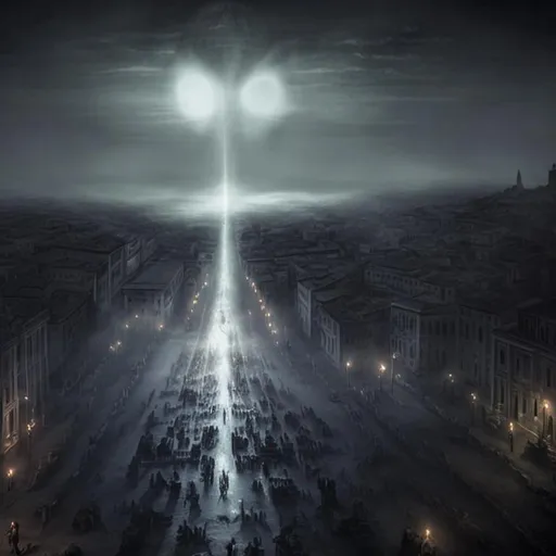 Prompt: it's Rome but in a Lovecraft story. Seen by the sky.
Black Myst envelope the city and the light project the shadow of undefinied creatures on the fog.
Evil is in town.
Look like a Lee Bermejo style and colored by Marvel artist but it is a movie