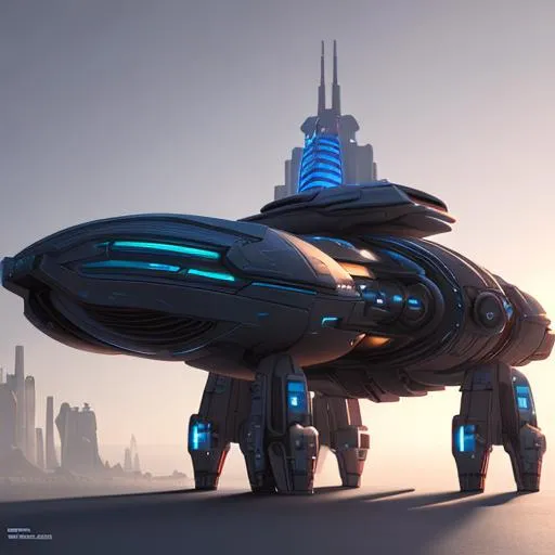 Prompt: hard surface futuristic vehicle concept art, sci fi style art, in futuristic city background, .obj file, high quality render, rendered in Unreal Engine 5 ultrarealistic 