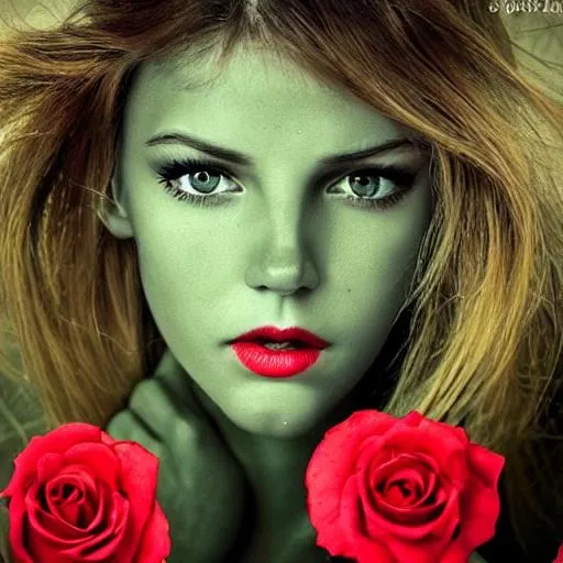 Prompt: Symmetry, beauty, poise, perfection., apprehension, eyes, smile, petite, blond, green, rose lips, high cheek bones, wisdom, expression, 