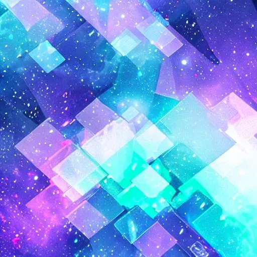 Prompt: Purple and blue 
galaxy and cube phone wallpaper