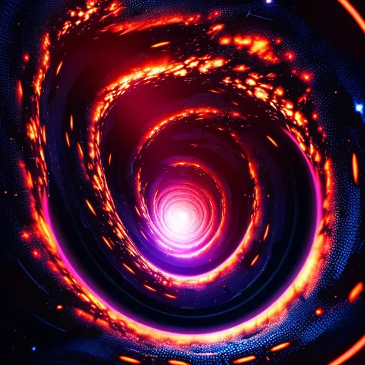 Prompt: A whirlpool of cosmic energy, a dark tunnel through the black hole, stars, cinematic, 4k, realism, psychedelic