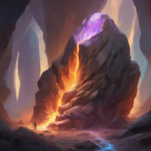 Prompt: glowing rock with veins, dungeons and dragons, magic the gathering, fantasy art, fantasy, wizard,, concept art, , artstation, award winning, painting, watercolor, 