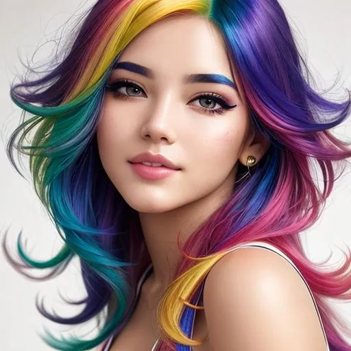 Prompt: Girl with colorful hair,facial closeup