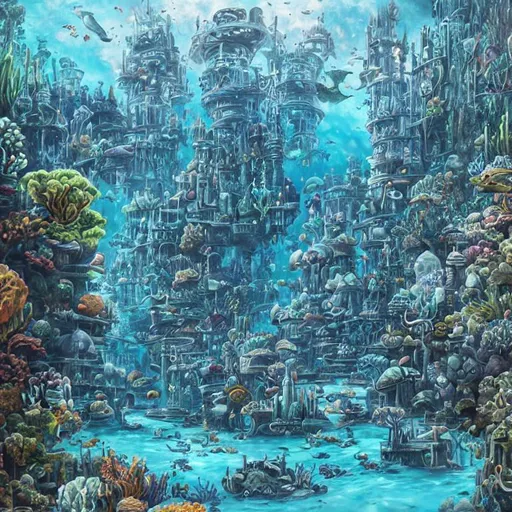 painting underwater city silver OpenArt