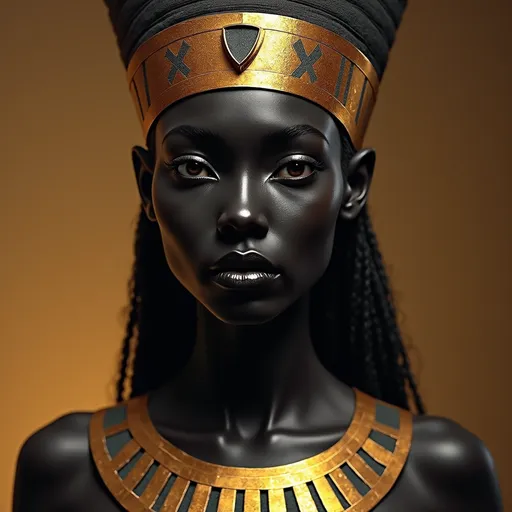 Prompt: Egyptian Goddess Bast, as a black skinned Egyptian woman.