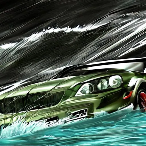 Prompt: Car in the sea