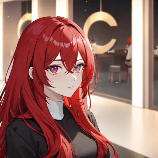 Prompt: Zerif 1male (Red side-swept hair covering his right eye) taking Haley out on a date