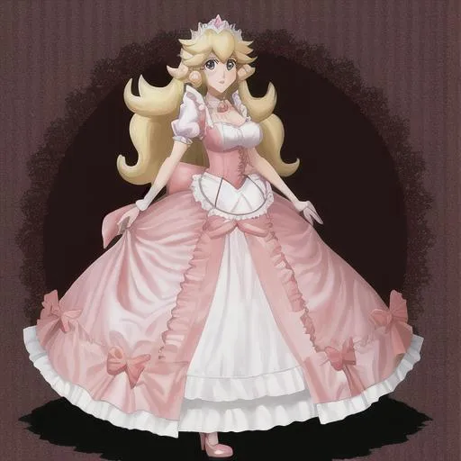 Prompt: princess peach , maid outfit , full body