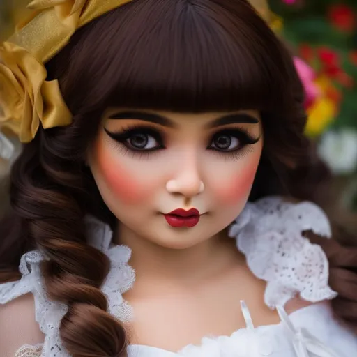 Prompt: A mexican woman as a porcelain doll