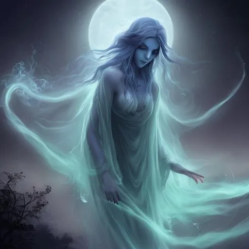 Prompt: a beautiful ethereal picture of a night spirit