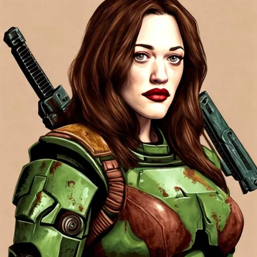 Prompt: Kat Dennings as Doomguy