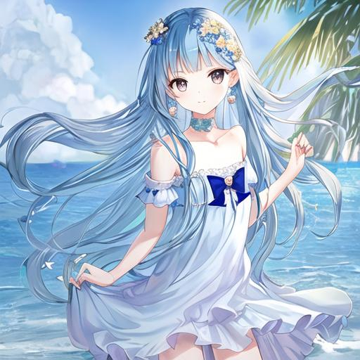 Bueataful girl with long blue hair, prinsess of the... | OpenArt